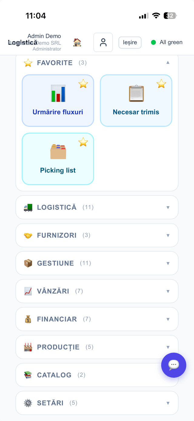LogiPrime — dashboard aplicație mobilă